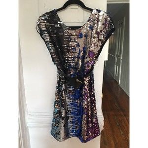 UO Staring at Stars sz M Rainbow Sequin Cocktail Party Dress Halloween Holiday